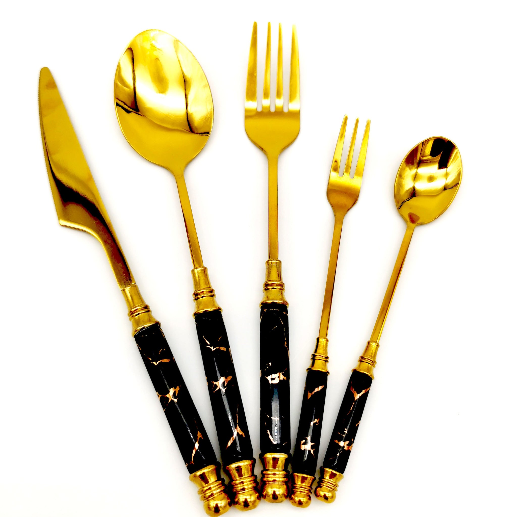 Golden stainless steel cutlery set (5pce)