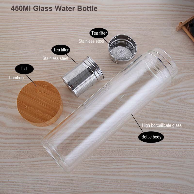 Glass Water Bottle with Tea Infuser