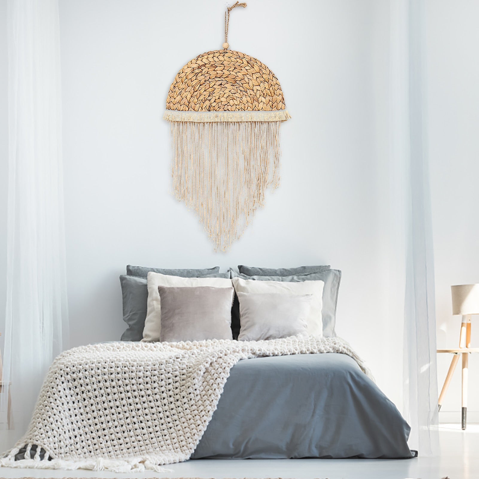 Woven Straw Boho Tapestry