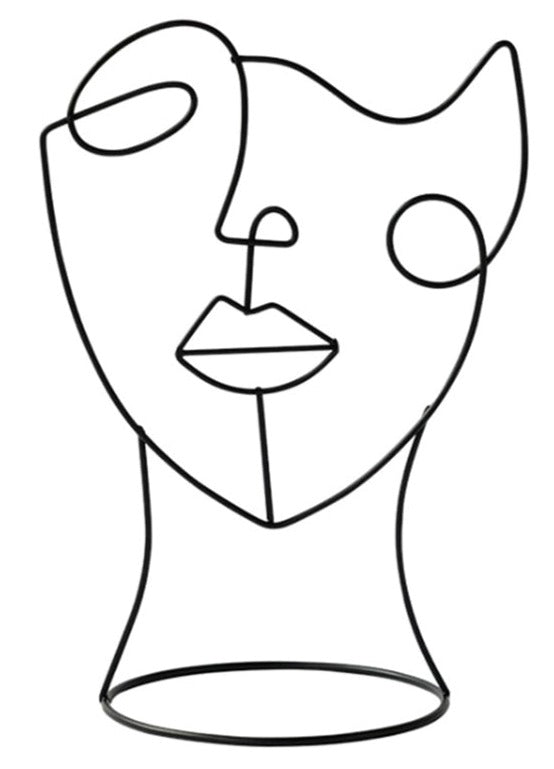 Abstract Metal Face Figure Ornament